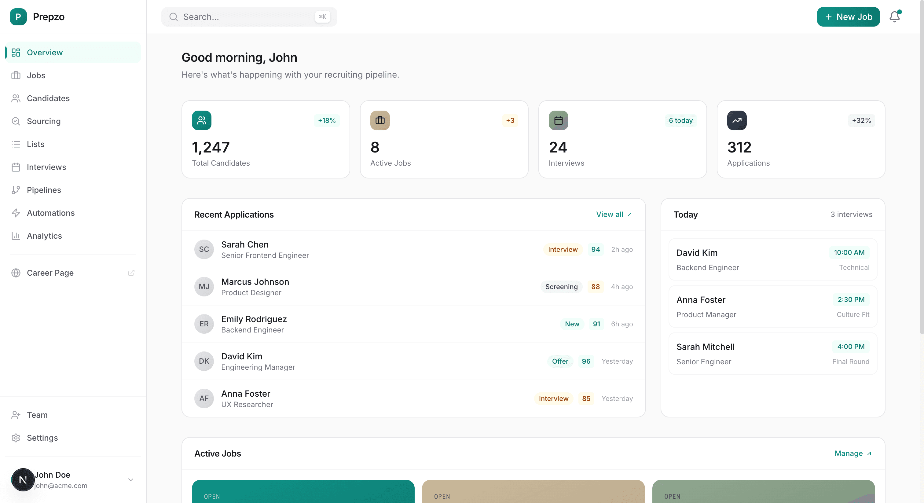 Prepzo Dashboard - Hiring Operating System